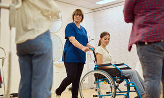 Helping disability in wheelchair